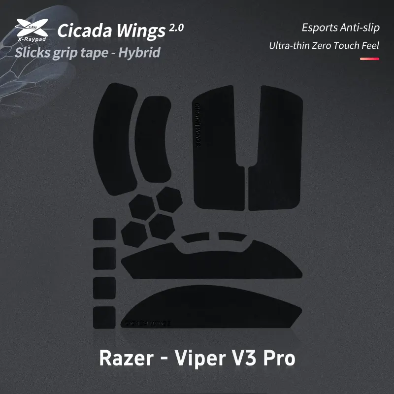 X-Raypad Cicada Wings V2 Slicks Black Grip Tape Razer Viper V3 Pro